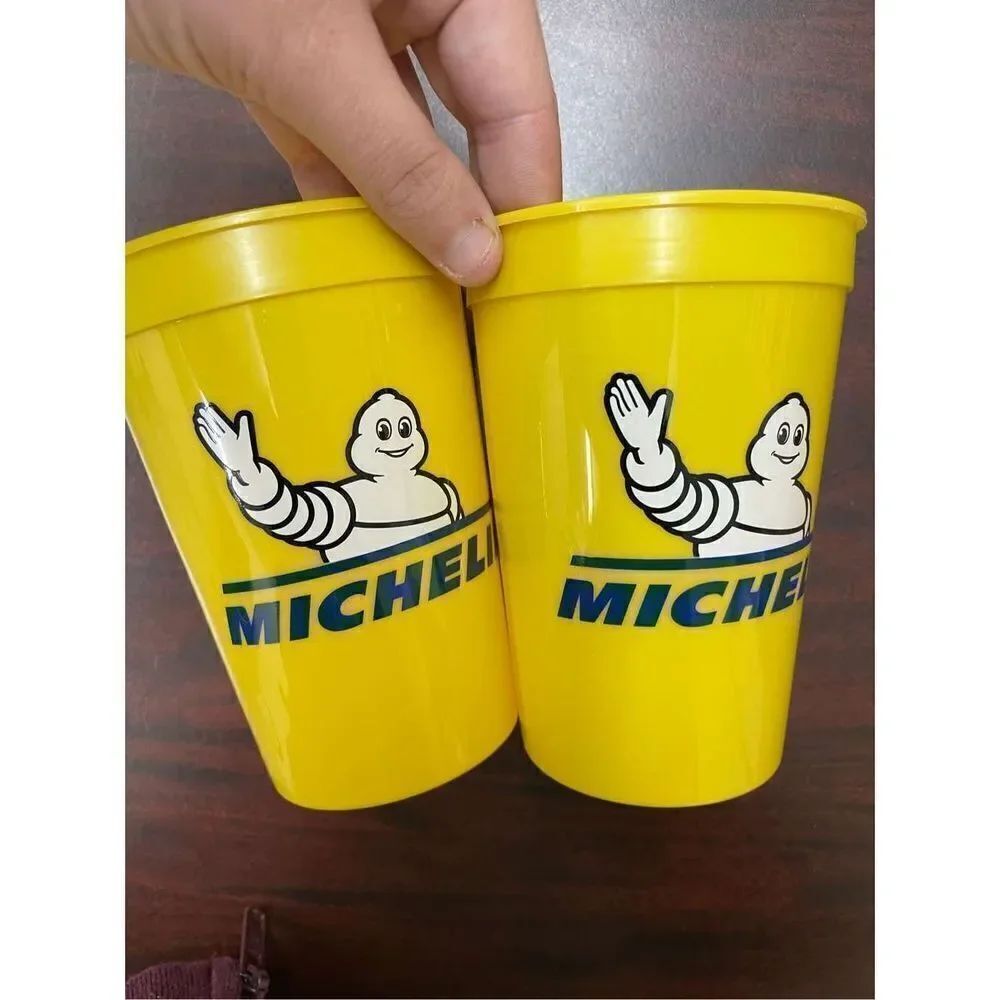 Two Michelin Plastic Cups